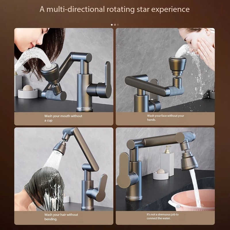 Brushed Nickel Swivel Kitchen Faucet Anti Splash Sink Mixer Tap Hot Cold Water Stainless Steel Bath 5