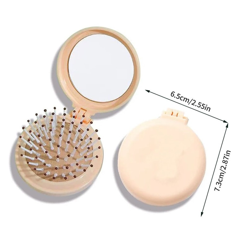 Mini Folding Travel Hair Brush With Mirror Lightweight Portable Pocket Comb For Women Dual Fold Han 5