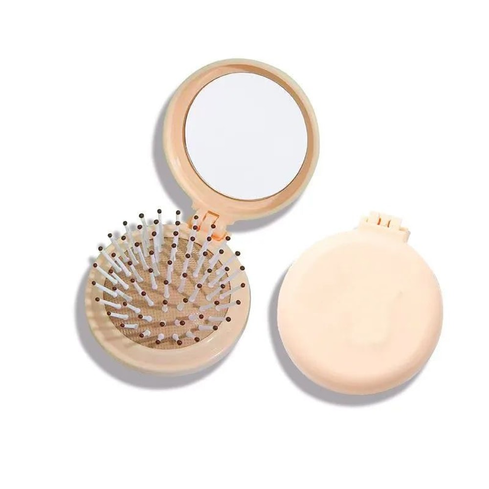 Mini Folding Travel Hair Brush With Mirror Lightweight Portable Pocket Comb For Women Dual Fold Han 6