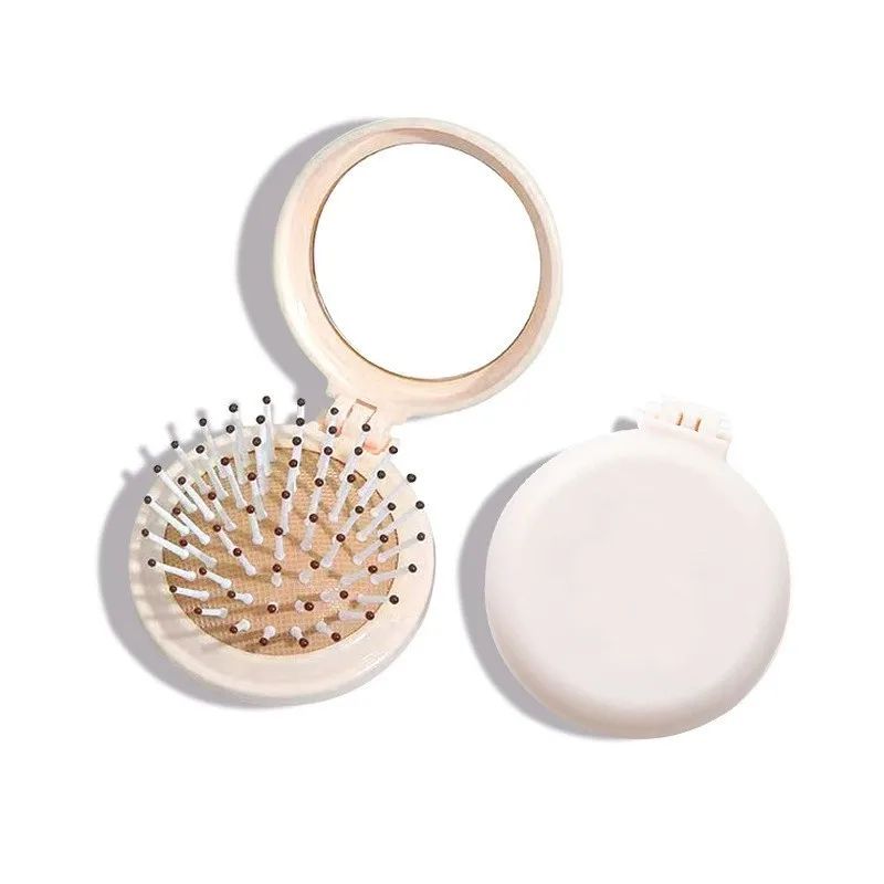 Mini Folding Travel Hair Brush With Mirror Lightweight Portable Pocket Comb For Women Dual Fold Han 7