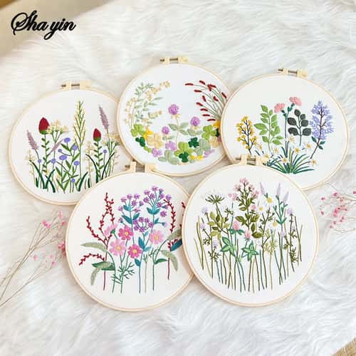 DIY Floral Embroidery Kit for Beginners Handmade Fabric Art Craft Set Creative Needlework Design for Home Decor Gift