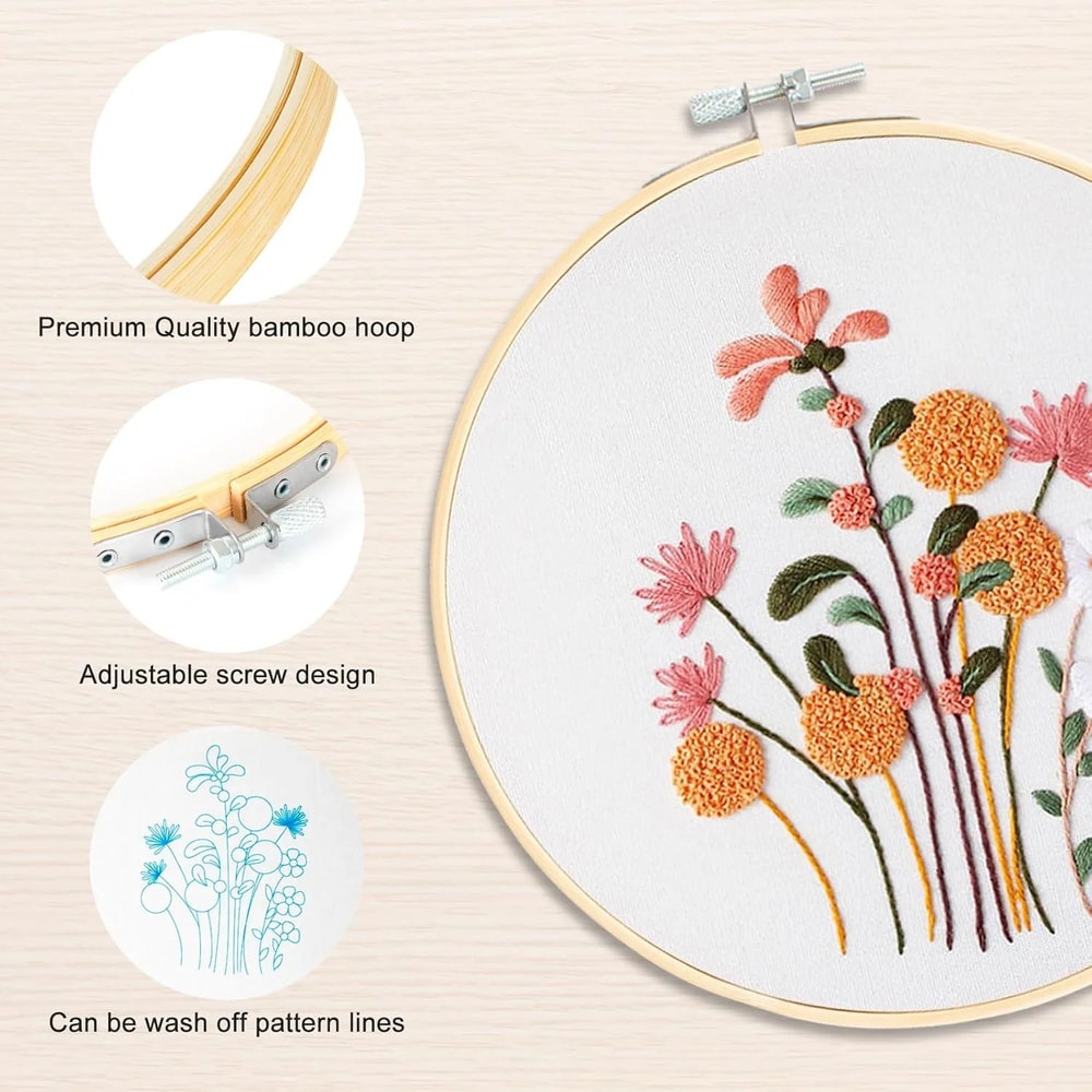 DIY Floral Embroidery Kit For Beginners Handmade Fabric Art Craft Set Creative Needlework Design Fo 1