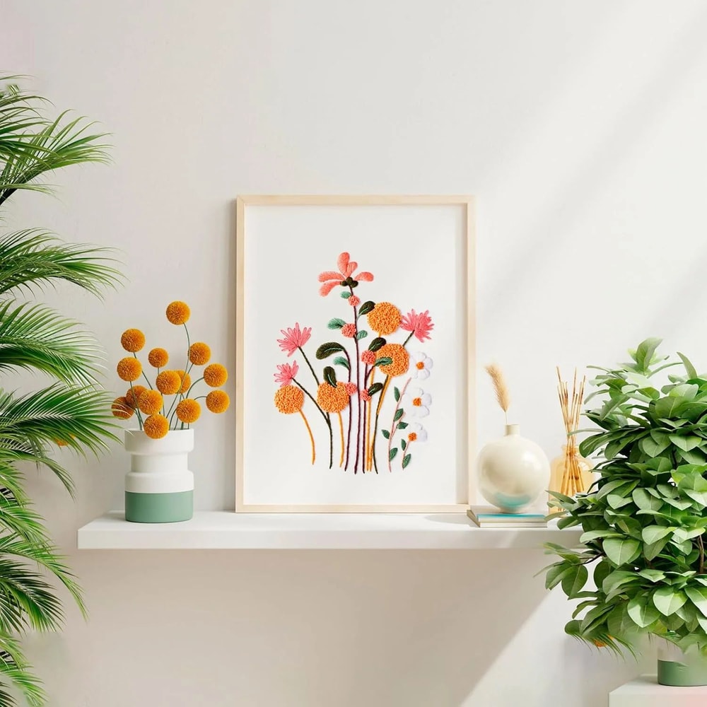 DIY Floral Embroidery Kit For Beginners Handmade Fabric Art Craft Set Creative Needlework Design Fo 4