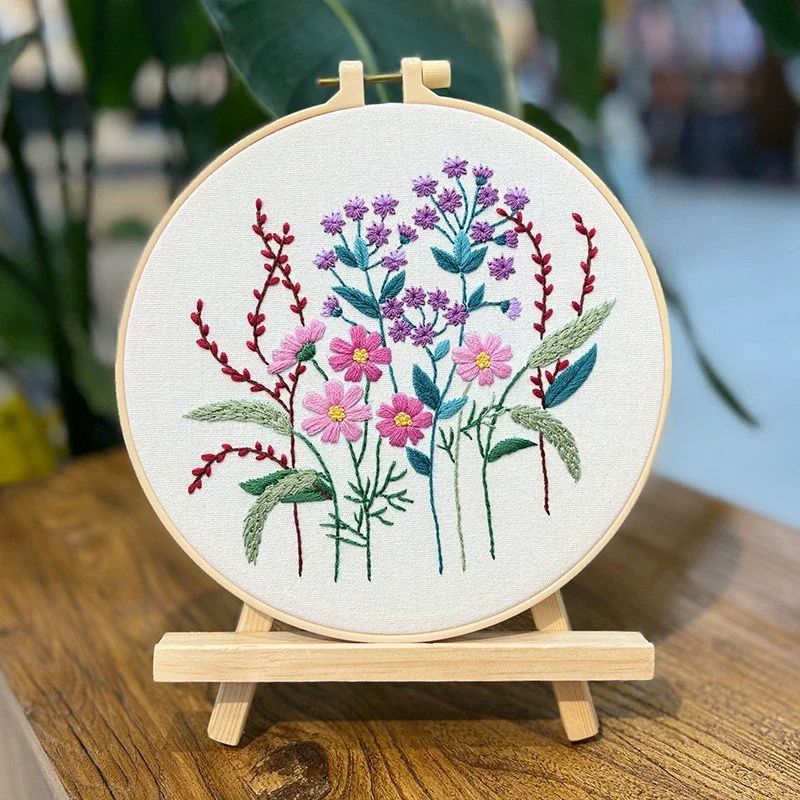 DIY Floral Embroidery Kit For Beginners Handmade Fabric Art Craft Set Creative Needlework Design Fo 8