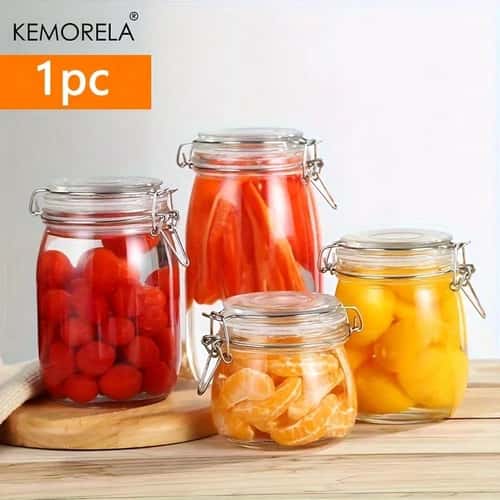 Borosilicate Glass Storage Jar Airtight Locking Lid BPA Free Dishwasher Safe Canister for Coffee Beans Fruit