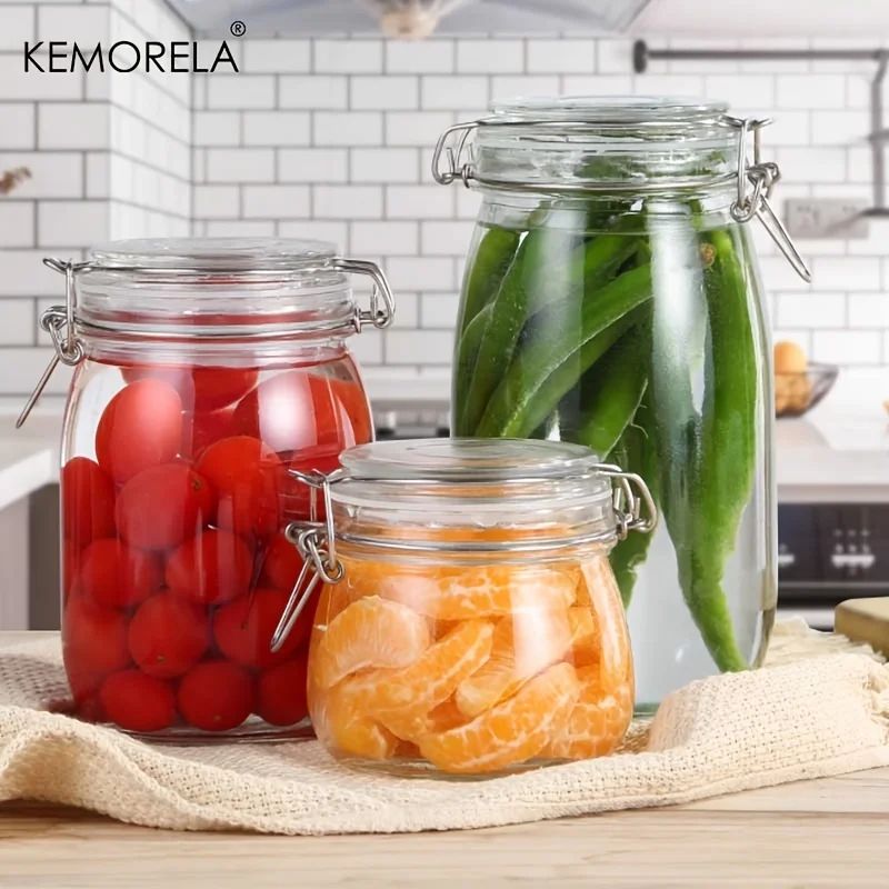 Borosilicate Glass Storage Jar Airtight Locking Lid BPA Free Dishwasher Safe Canister For Coffee Be 2