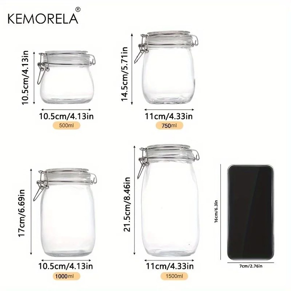 Borosilicate Glass Storage Jar Airtight Locking Lid BPA Free Dishwasher Safe Canister For Coffee Be 5