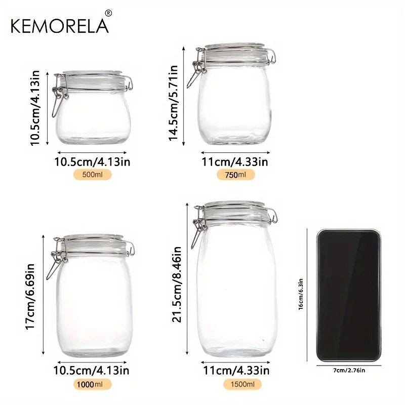 Borosilicate Glass Storage Jar Airtight Locking Lid BPA Free Dishwasher Safe Canister For Coffee Be 5