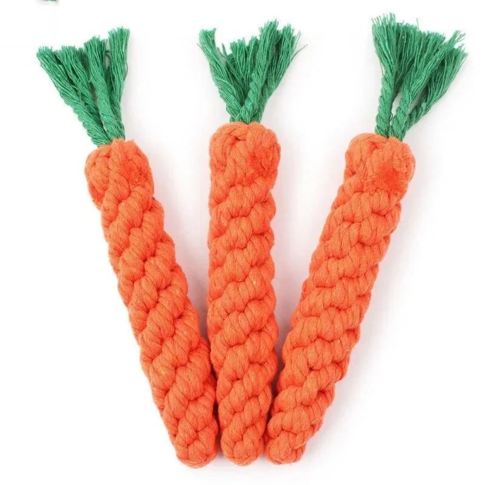 Carrot Rope Dog Chew Toy Cotton Teething Cleaning Tug Toy For Small Medium Puppies Outdoor Training 0