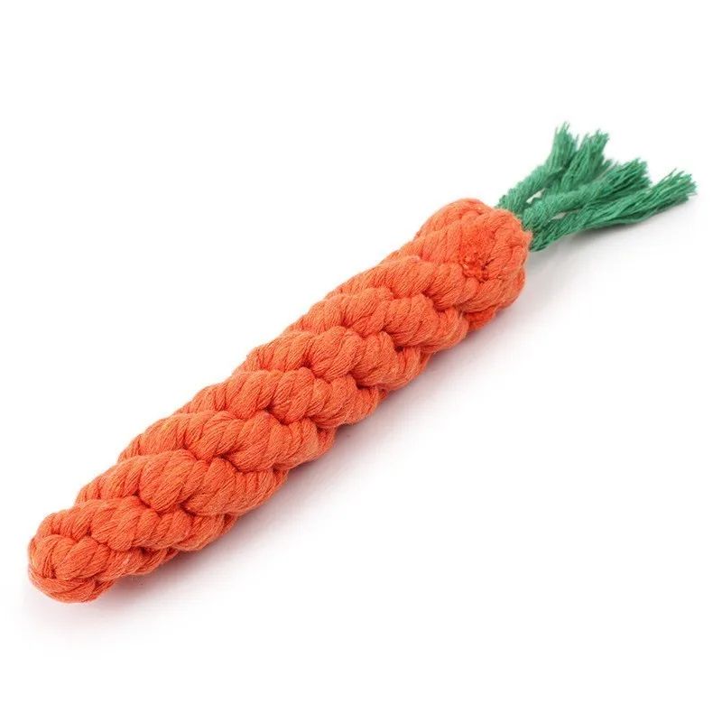 Carrot Rope Dog Chew Toy Cotton Teething Cleaning Tug Toy For Small Medium Puppies Outdoor Training 6