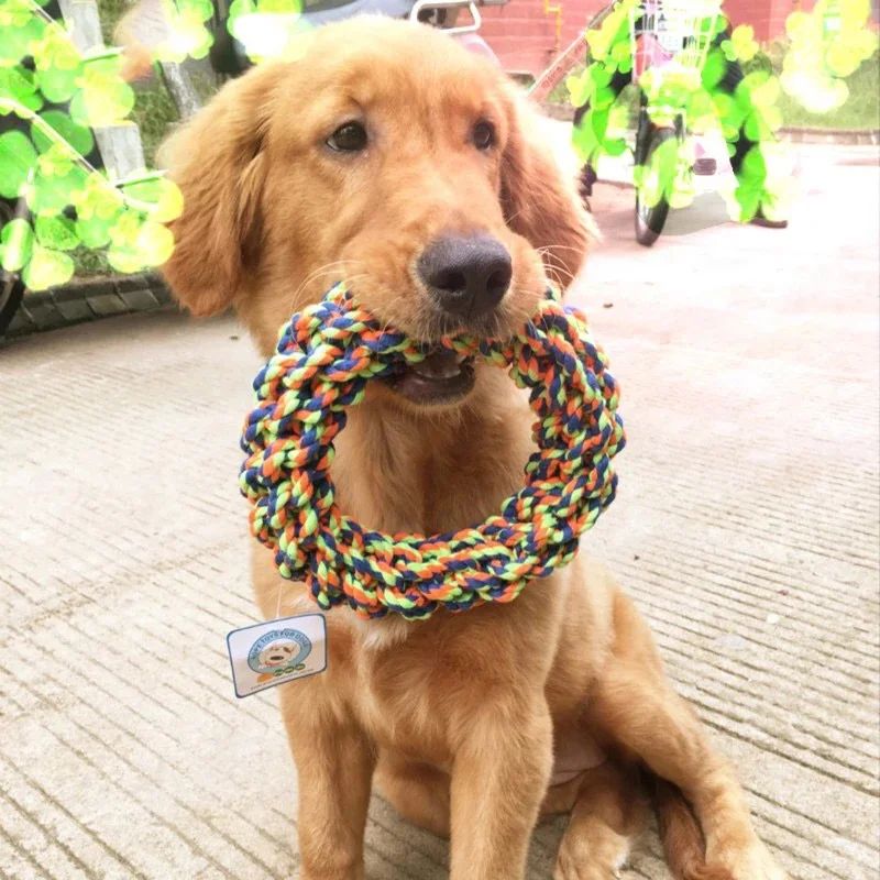 Bite Resistant Cotton Rope Ring Dog Chew Toy Durable Molar Teething Tug Toy For Medium Large Dogs T 0