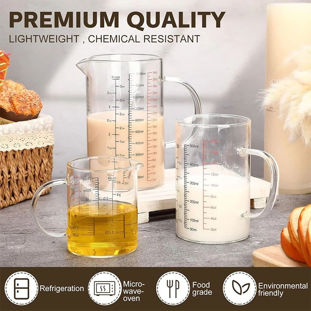 High Borosilicate Glass Measuring Cup Clear Scale Beaker With Handle V Spout Heat Resistant Kitchen 1