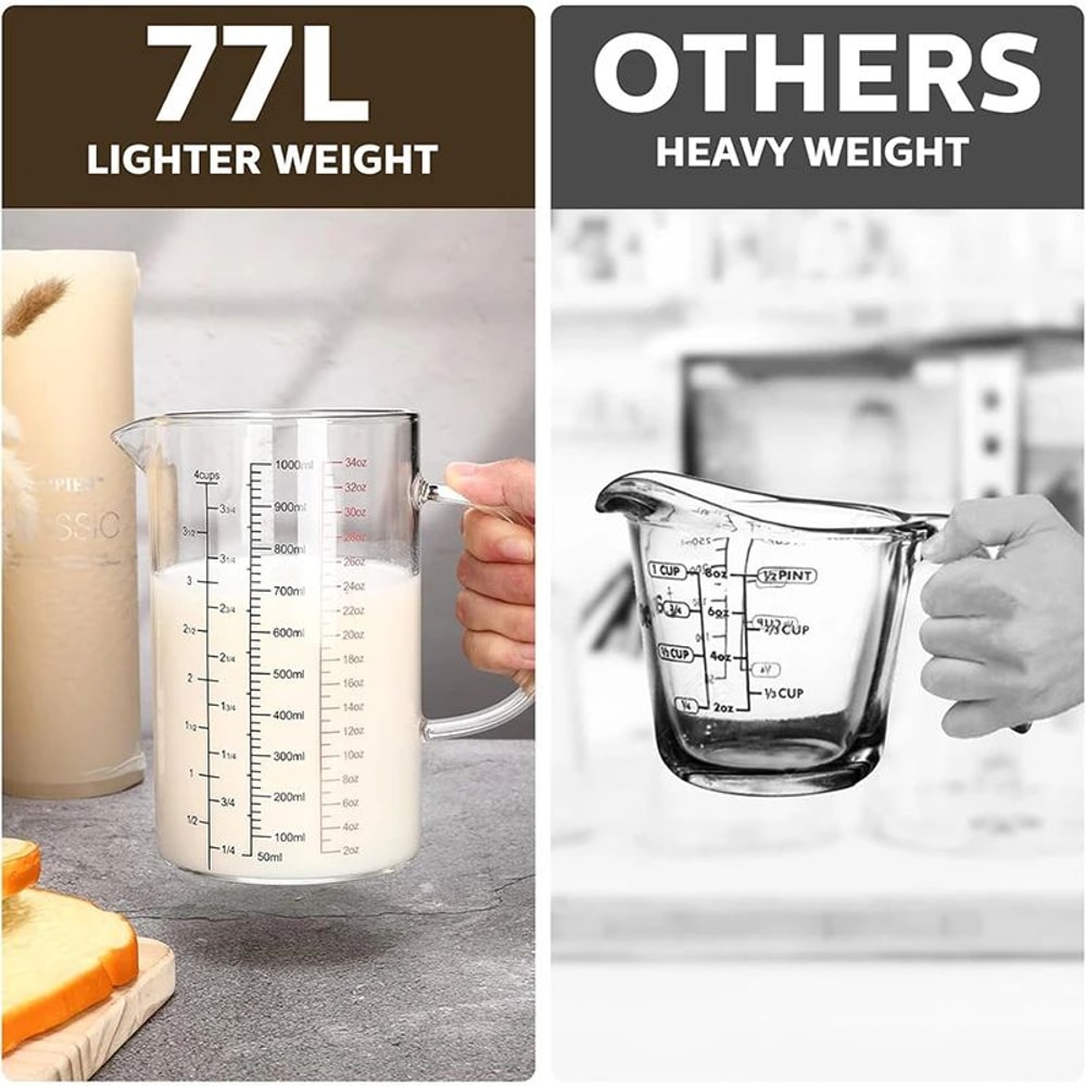 High Borosilicate Glass Measuring Cup Clear Scale Beaker With Handle V Spout Heat Resistant Kitchen 4