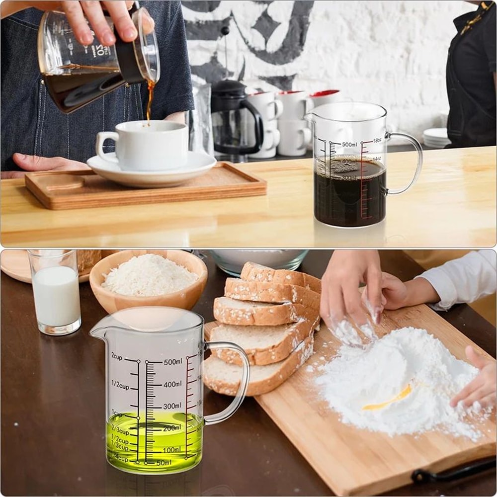 High Borosilicate Glass Measuring Cup Clear Scale Beaker With Handle V Spout Heat Resistant Kitchen 5