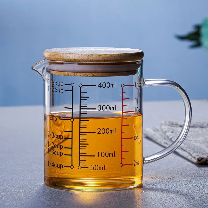 High Borosilicate Glass Measuring Cup Clear Scale Beaker With Handle V Spout Heat Resistant Kitchen 14