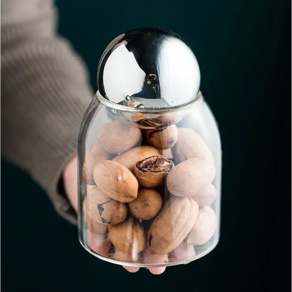 Golden Cork Lid Glass Storage Jar Airtight Kitchen Food Container For Coffee Beans Tea Snacks Home 3