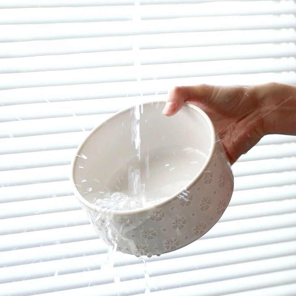 Elevated Ceramic Dog Bowl Set With Wooden Stand AntiSlip Double Food Water Feeder For Medium Large 3