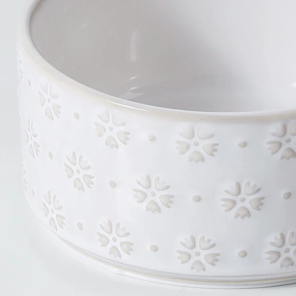 Elevated Ceramic Dog Bowl Set With Wooden Stand AntiSlip Double Food Water Feeder For Medium Large 4