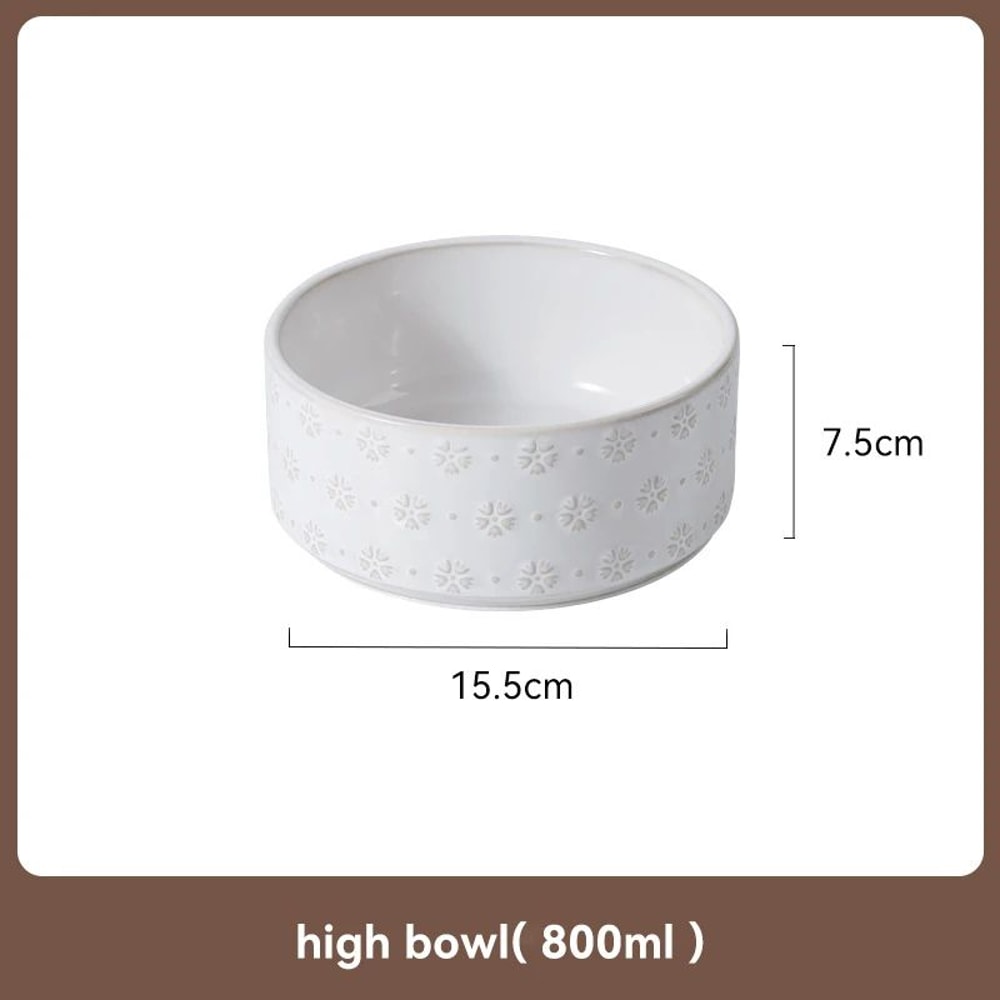 Elevated Ceramic Dog Bowl Set With Wooden Stand AntiSlip Double Food Water Feeder For Medium Large 7