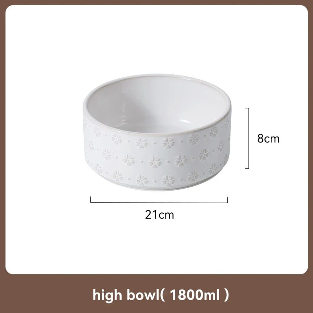 Elevated Ceramic Dog Bowl Set With Wooden Stand AntiSlip Double Food Water Feeder For Medium Large 9