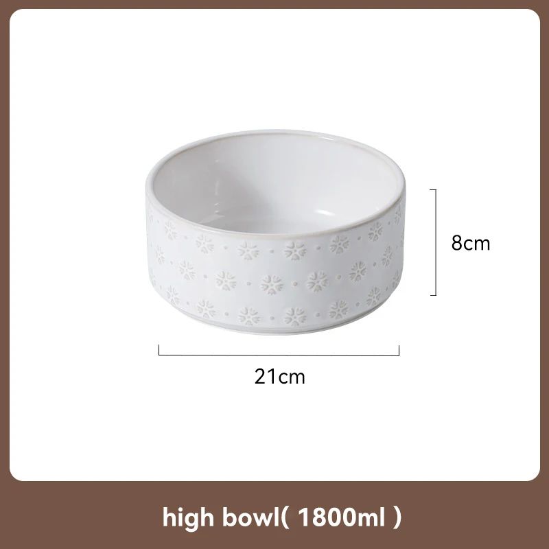 Elevated Ceramic Dog Bowl Set With Wooden Stand AntiSlip Double Food Water Feeder For Medium Large 9