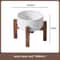 Elevated Ceramic Dog Bowl Set With Wooden Stand AntiSlip Double Food Water Feeder For Medium Large 13