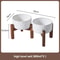 Elevated Ceramic Dog Bowl Set With Wooden Stand AntiSlip Double Food Water Feeder For Medium Large 15