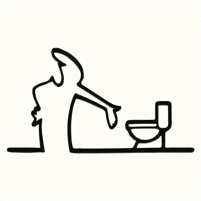 Modern Metal WC Toilet Wall Sign Decor Black Iron Bathroom Door Plate Self Adhesive 2D Flat Wall Ar 3