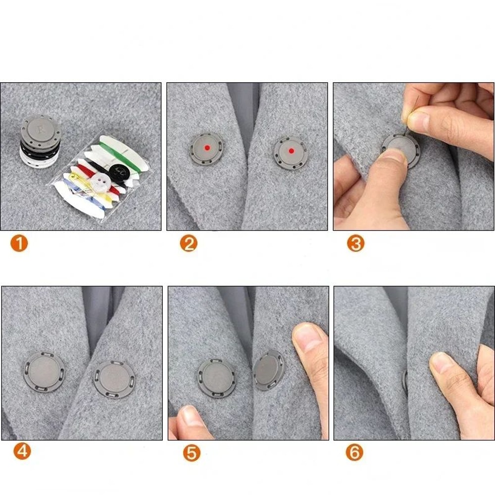 5 Pairs Invisible Magnetic Snap Buttons For Clothing Round SewOn Closures For DIY Sewing Crafts Dre 3