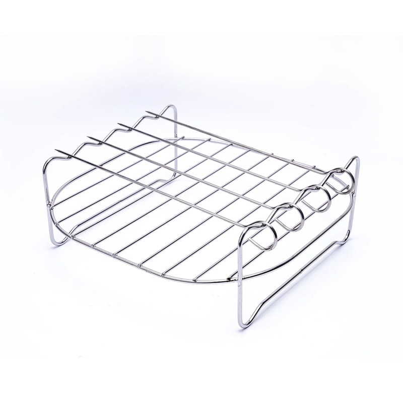 BBQ Stainless Steel DoubleLayer Skewer Rack Nonstick Tray Air Fryer Accessories For Baking Grill 6