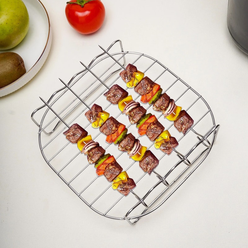 BBQ Stainless Steel DoubleLayer Skewer Rack Nonstick Tray Air Fryer Accessories For Baking Grill 1