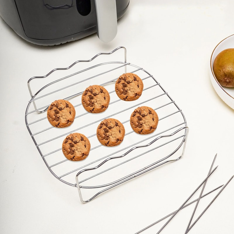 BBQ Stainless Steel DoubleLayer Skewer Rack Nonstick Tray Air Fryer Accessories For Baking Grill 2