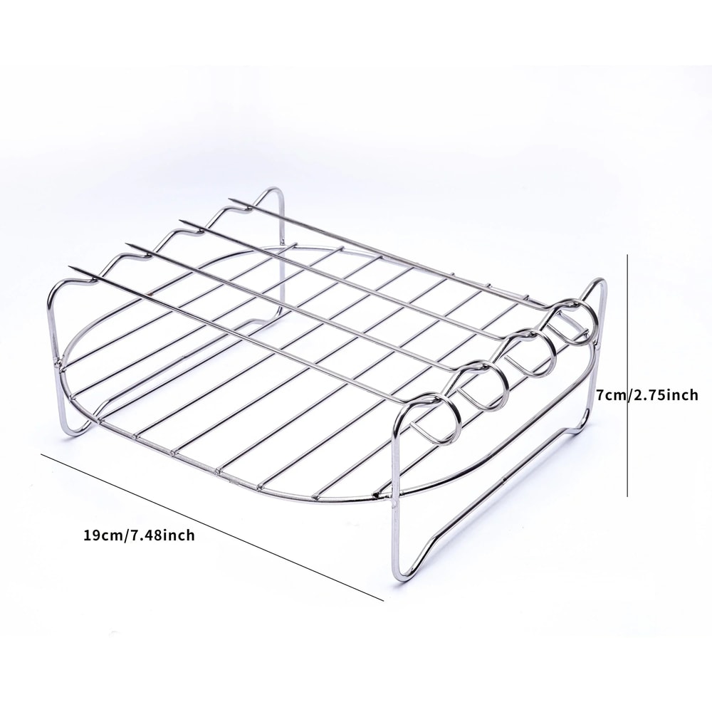 BBQ Stainless Steel DoubleLayer Skewer Rack Nonstick Tray Air Fryer Accessories For Baking Grill 4