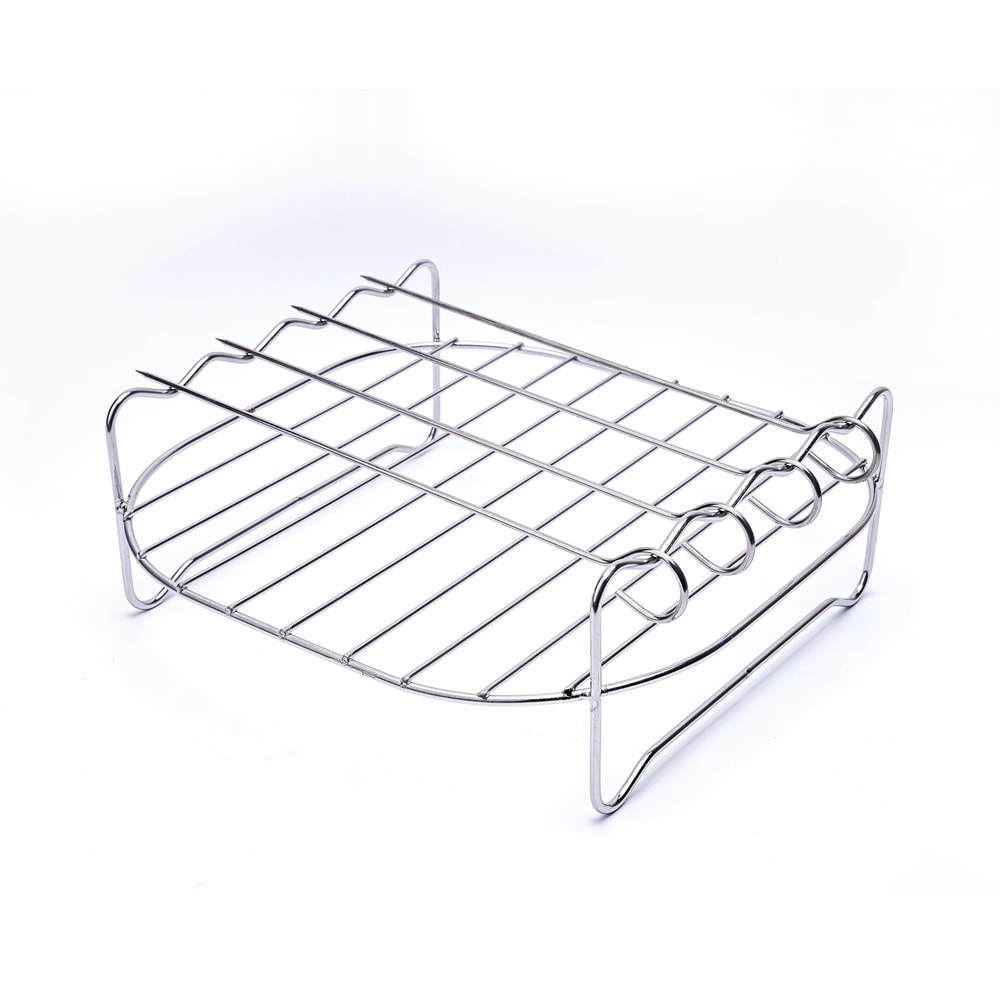 BBQ Stainless Steel DoubleLayer Skewer Rack Nonstick Tray Air Fryer Accessories For Baking Grill 5