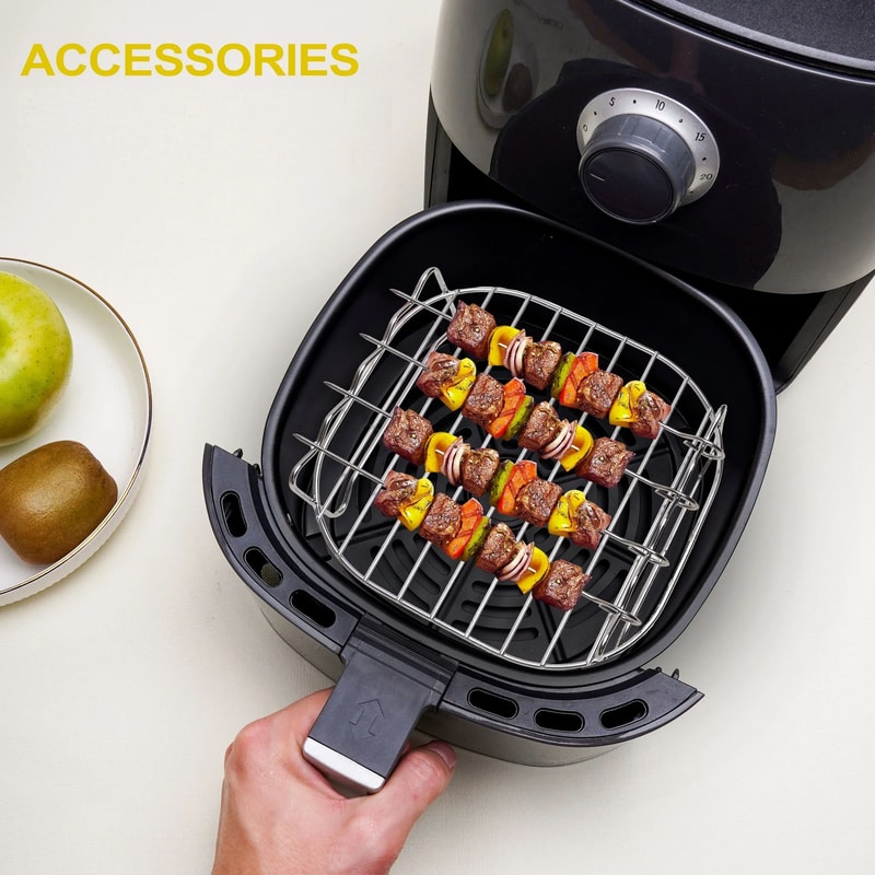 BBQ Stainless Steel DoubleLayer Skewer Rack Nonstick Tray Air Fryer Accessories For Baking Grill 3