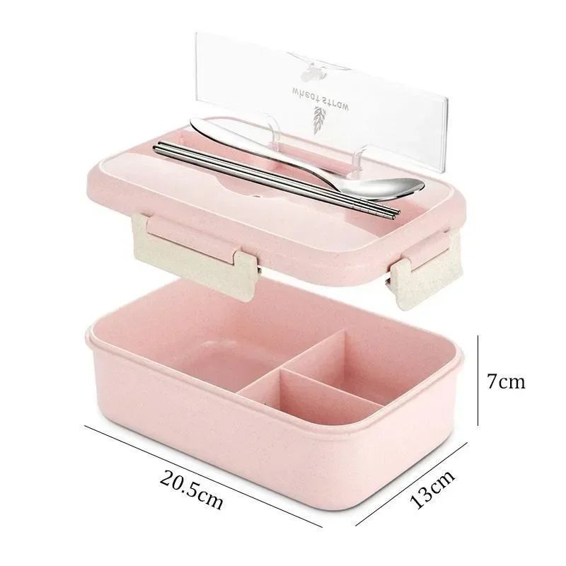 Eco Wheat Straw Bento Lunch Box With Spoon Chopsticks Leakproof Microwave Food Storage Container 5