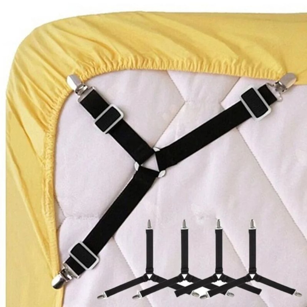 Adjustable Bed Sheet Fasteners Straps With Clips Elastic Mattress Sheet Holder Grippers For Wrinkl 0