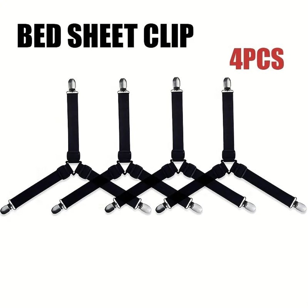 Adjustable Bed Sheet Fasteners Straps With Clips Elastic Mattress Sheet Holder Grippers For Wrinkl 4