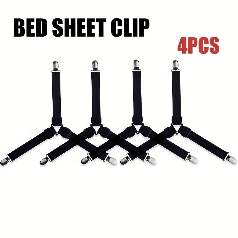 Adjustable Bed Sheet Fasteners Straps With Clips Elastic Mattress Sheet Holder Grippers For Wrinkl 4
