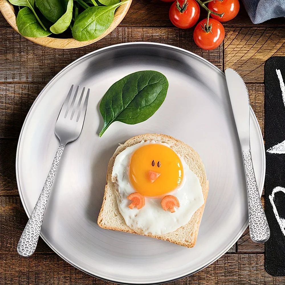 Stainless Steel Dinner Plate Round Stackable Serving Tray Reusable Metal Dessert BBQ Plate For Ca 0