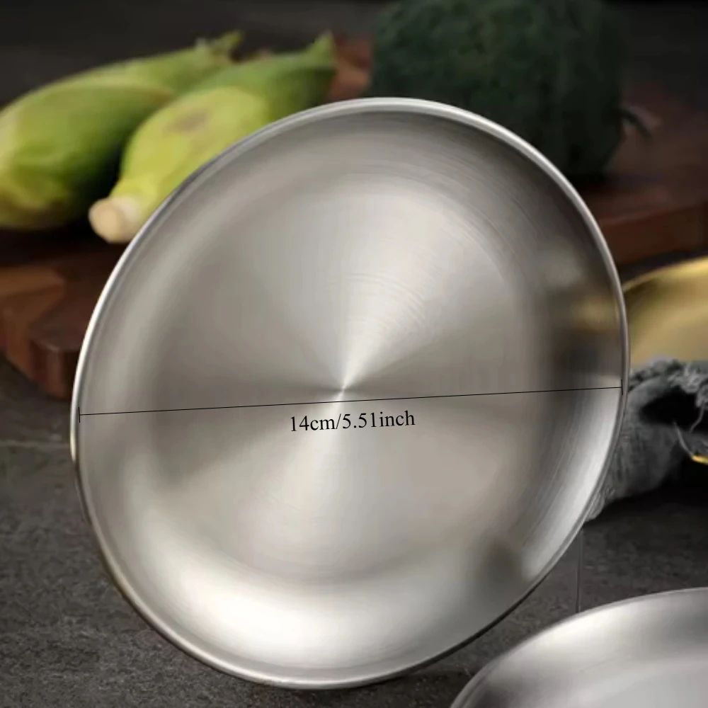 Stainless Steel Dinner Plate Round Stackable Serving Tray Reusable Metal Dessert BBQ Plate For Ca 1