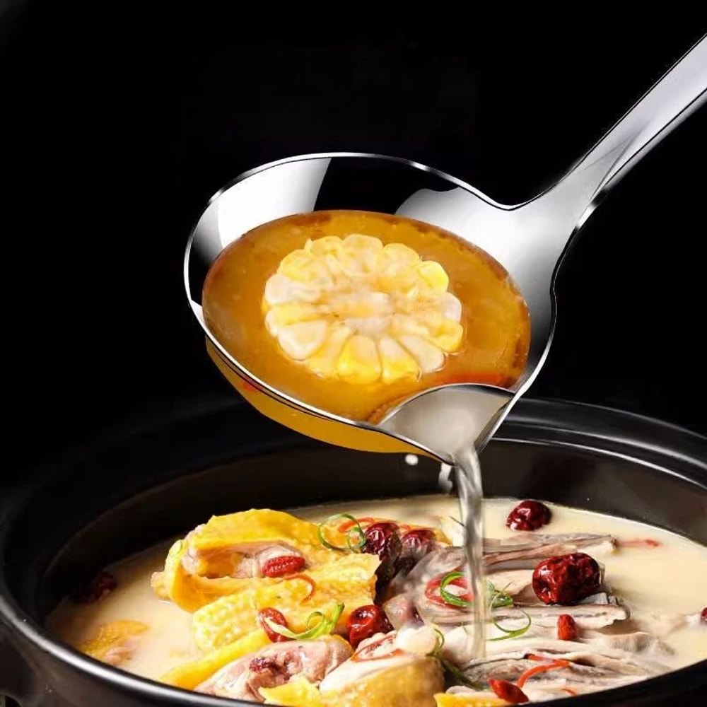 Stainless Steel Soup Oil Separator Colander Spoon Long Handle Grease Skimmer Ladle For Hot Pot Bro