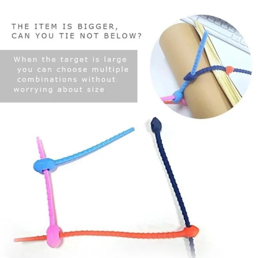 30 Pcs Reusable Silicone Zip Ties Bag Clips MultiPurpose Cable Organizer Straps For Cords Snacks 2