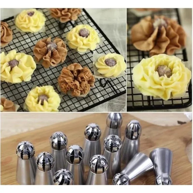 Stainless Steel Russian Piping Nozzles Set Pleated Skirt Tips Cake Decorating Toolkit For Cupcakes 4