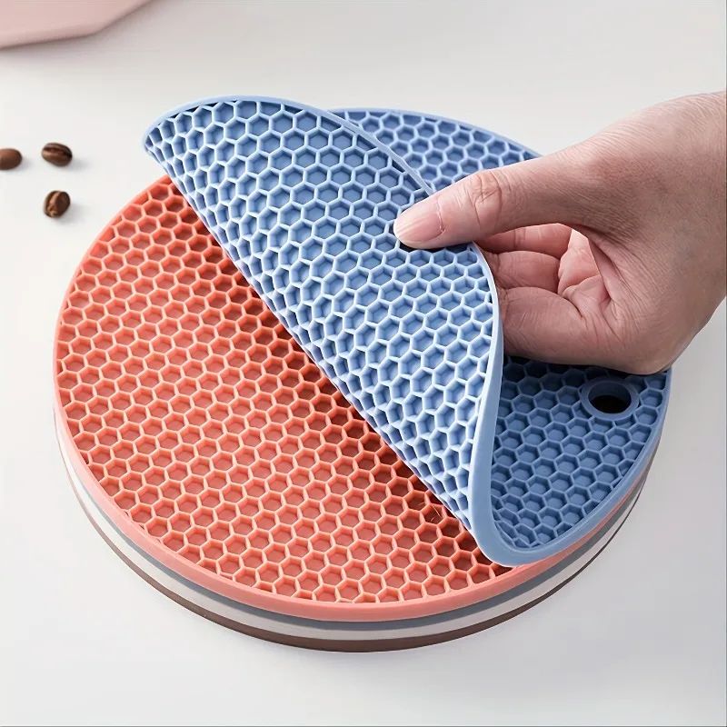 Round Silicone Table Mat Coaster AntiSlip Heat Resistant Pot Holder Coffee Cup Trivet For Kitchen 0