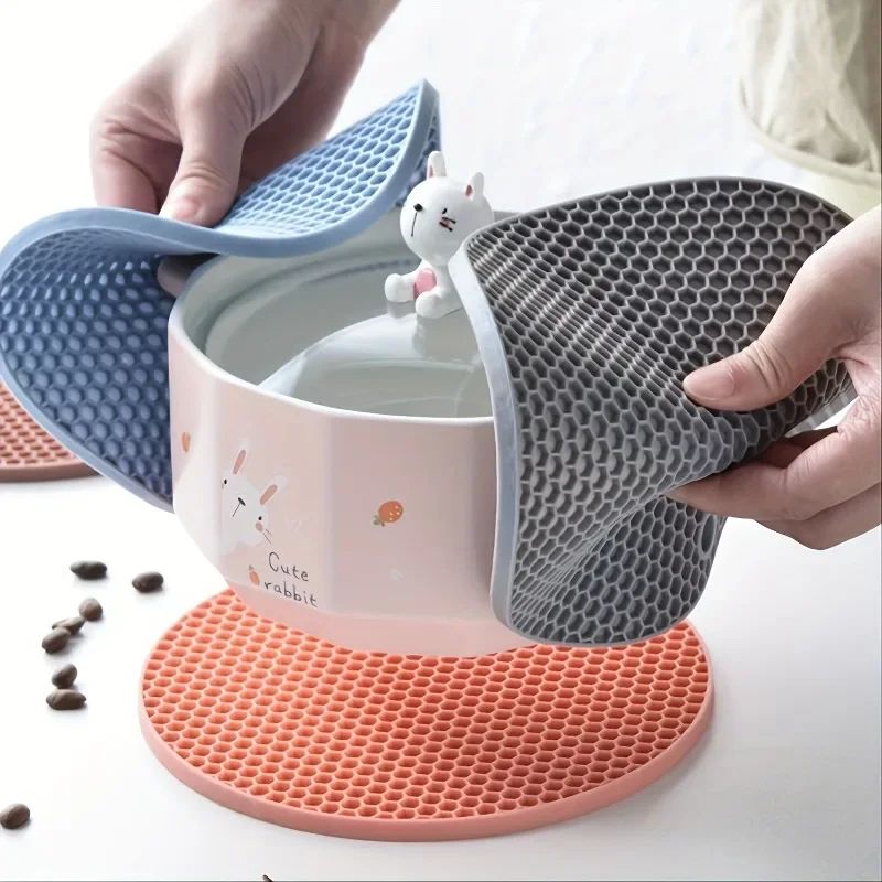 Round Silicone Table Mat Coaster AntiSlip Heat Resistant Pot Holder Coffee Cup Trivet For Kitchen 1