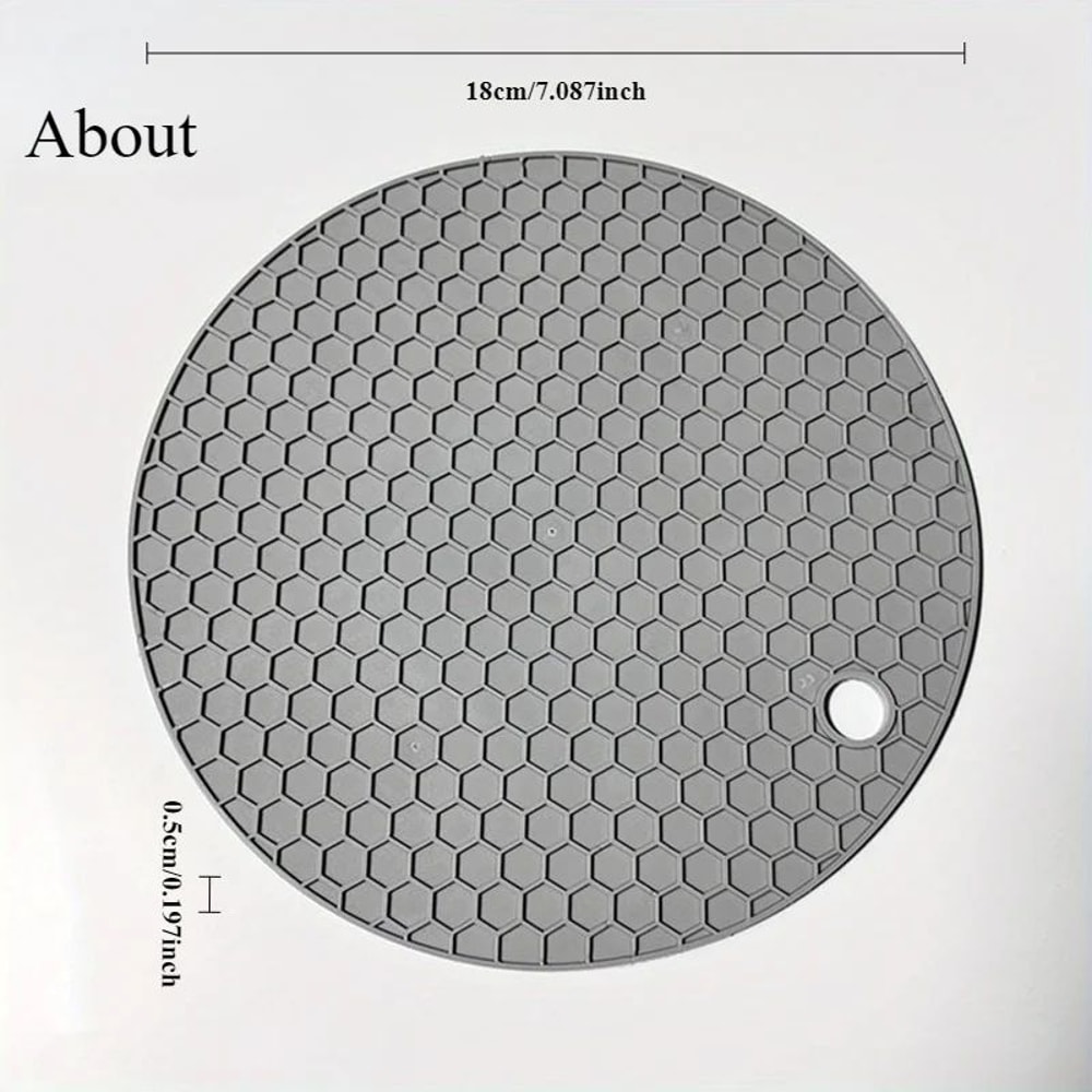 Round Silicone Table Mat Coaster AntiSlip Heat Resistant Pot Holder Coffee Cup Trivet For Kitchen 5