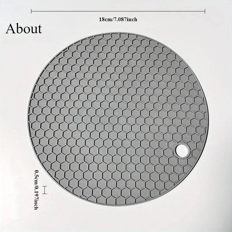 Round Silicone Table Mat Coaster AntiSlip Heat Resistant Pot Holder Coffee Cup Trivet For Kitchen 5