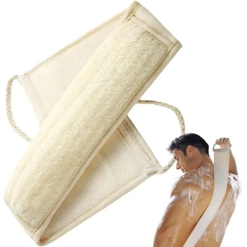 Natural Loofah Back Scrubber Exfoliating Massage Strip With Handles Long Body Cleaning Belt For Sm 1