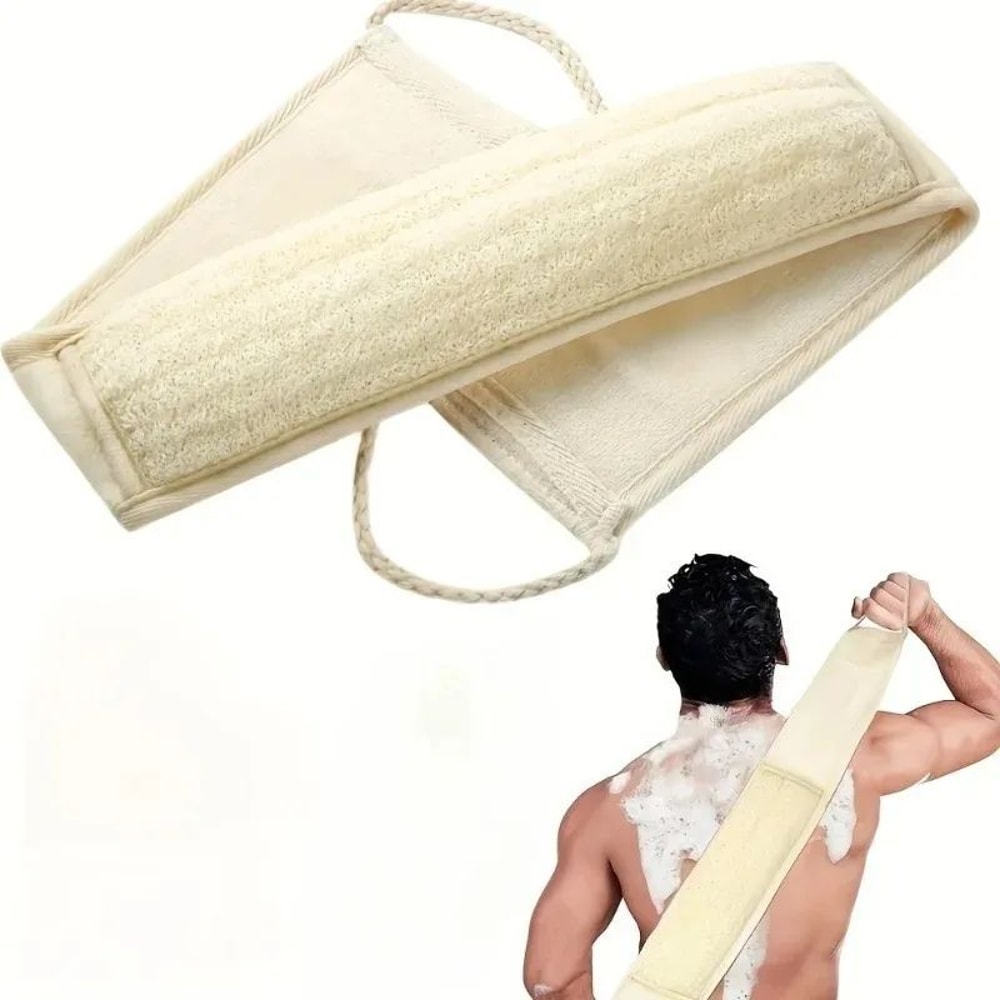 Natural Loofah Back Scrubber Exfoliating Massage Strip With Handles Long Body Cleaning Belt For Sm 2